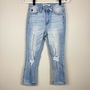 Kancan Jeans High Rise Distressed Skinny Capri Denim Light Wash Women 26 KC5019L